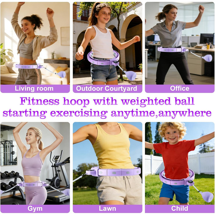 Розумний хулахуп для схуднення з обважнювачем та лічильником, 18 вузлів, розбірний, для жінок та чоловіків