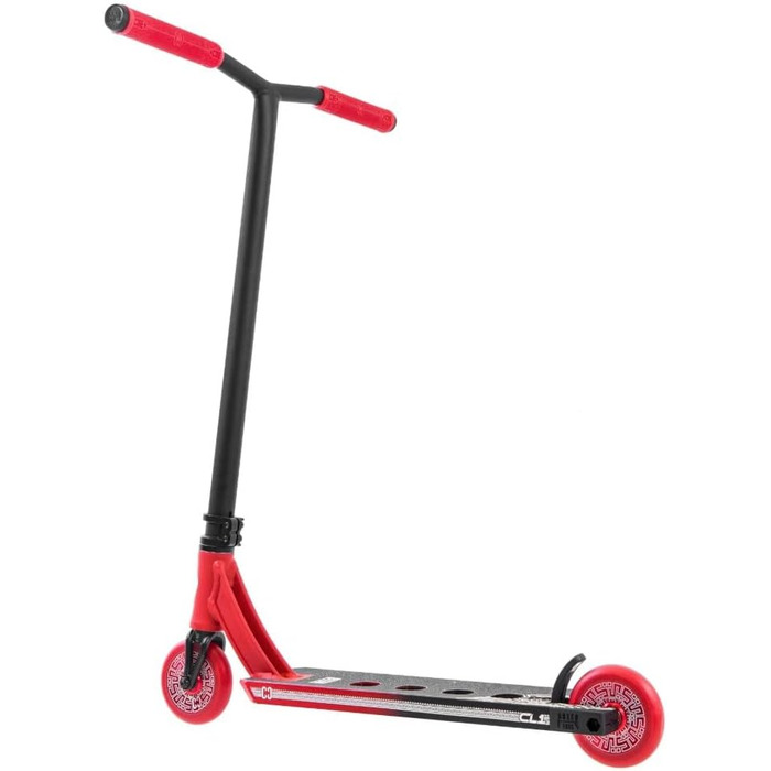 Трюковий самокат CORE Stunt Scooter Trick 110mm, ABEC 9, для дітей та дорослих (від 5 років), регульована висота 78-96 см + наклейка Fantic26 (Чорний/Червоний)