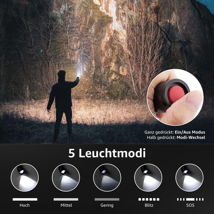 LED ліхтарик Lepro LE2000: 5 режимів, Zoom, водонепроникний, для кемпінгу, риболовлі, туризму, подарунок (2 шт.)