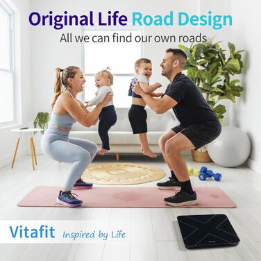 Ваги Vitafit Digital - персональні ваги з вимірюванням ваги та ІМТ, смарт-ваги з підключенням Bluetooth, неслизька платформа, чорного кольору