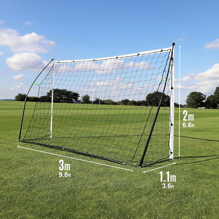 Футбол ворота QUICKPLAY Kickster 3x2м: портативні ворота для футболу в садку, для дітей та дорослих, з сумкою для транспортування