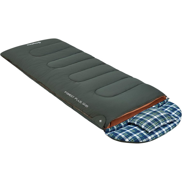 Сплячий мішок KingCamp для дорослих 3 в 1 з знімною ковдрою, зимовий, XXL, бавовна фланель, легкий, портативний, теплий (оливковий, наповнювач 500г/м²)