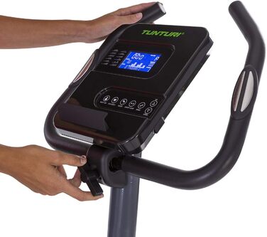 Велотренажер Tunturi Cardio Fit E30 з магнітною системою, LCD-дисплеєм, датчиками пульсу та тримачем для планшета, домашній ергометр для фітнесу