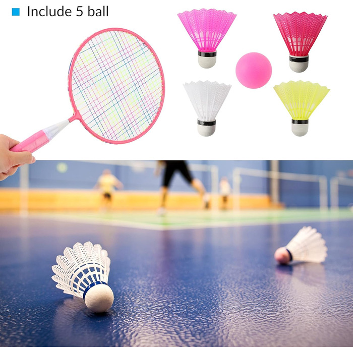 Набір для бадмінтона QKTYB для дітей від 4 до 8 років, легкий алюмінієвий, для початківців, з сумкою, зелений (рожевий)