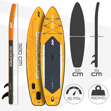 Надувна SUP-дошка для плавання з аксесуарами: комплект з веслом та насосом, 320 см