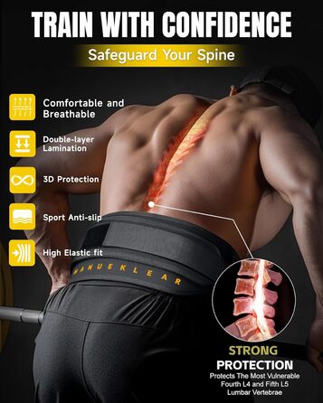 Пояс для важкої атлетики Manueklear 2-в-1 з мотузкою 92 см, подвійний, для пауерліфтингу та фітнесу, з навантаженням, чорний, S (26-29 дюймів)