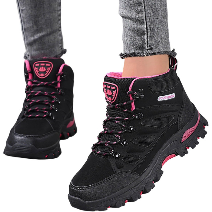 Чорні трекінгові черевики для жінок | Зручні та легкі туристичні черевики | Черевики для хайкінгу, кемпінгу та тренувань | Розмір 39 EU