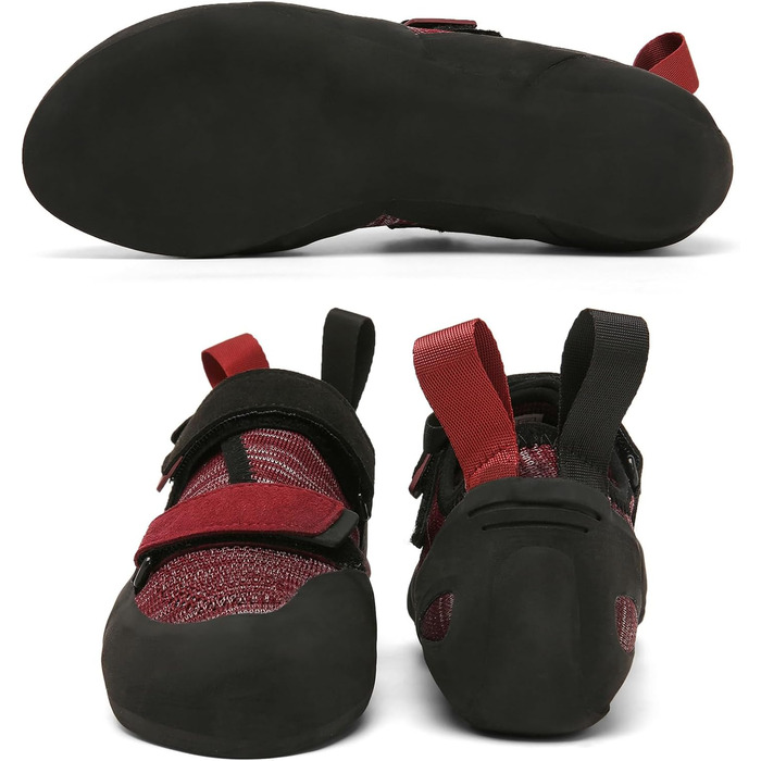 Кріпи для скелелазіння чоловічі/жіночі для залу, початківці, боулдеринг, тренувальні (43 EU, Червоний/Бордовий)