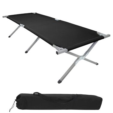 Ліжко складане кемпінгове BB Sport XXL 210x72x45 см, до 200 кг, сталеві труби, 600D Oxford, чорне