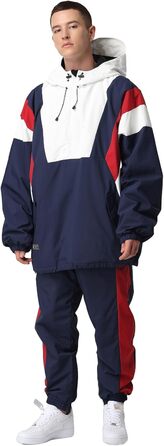 Комбінезон для сноуборду та лижного спорту HOUZONIY: теплий зимовий комбінезон з капюшоном та блискавкою для чоловіків та жінок. Модель T63+Roa (L, T63+Blau)