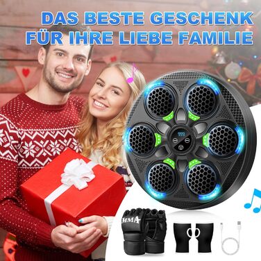 Музичний боксерський тренажер з Bluetooth, настінний, з рукавичками, 15 режимів швидкості та лічильник ударів для дорослих