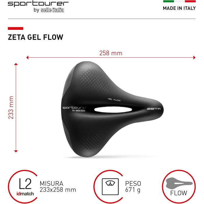 Сідло для міського велосипеда Sportourer Zeta Comfort Gel SuperFlow, м'яке гелеве, з відбивачем, водонепроникне, чорне