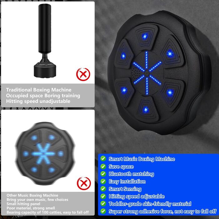Музична бокс-машина LPQKCcY з LED, Bluetooth, для дому та спортзалу, з боксерськими рукавичками, для дітей і дорослих