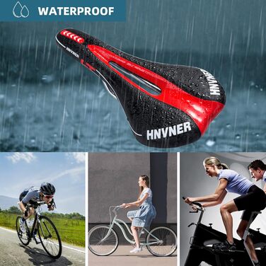 Комфортне сідло для велосипеда: ергономічне, з вирізом, 280x140x55 мм, чорно-червоне, для міських велосипедів, шосе, MTB