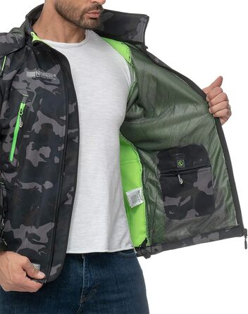 Чоловіча куртка Geographica Norway Softshell, функціональна, для активного відпочинку та походів, дихаюча, чорно-зелена камуфляжна (03)