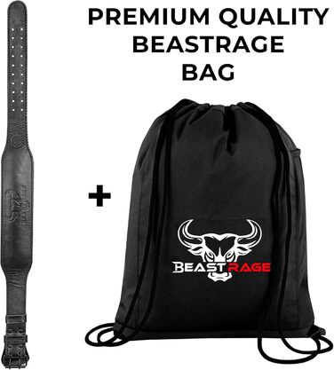 Пояс для важкої атлетики BEAST RAGE, шкіряний, міцний, для тренажерного залу, бодібілдингу, тренувань, 10 регульованих отворів, 10,2 см, з м'якою підкладкою