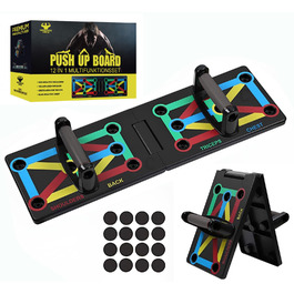 Багатофункціональна дошка для віджимань 12 в 1 з ручками, складаний тренажер для м'язів грудей, спини та плечей для дому, фітнес-набір для чоловіків та жінок