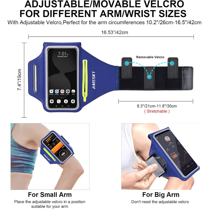 Спортивний браслет на руку для бігу з навушниками та кишеню для ключів. Тримач для телефону на руку, сумісний з iPhone 17/16/15/14/13/12/11 Pro Max/Plus, чорний. Оновлена модель, до 6.9 дюймів.