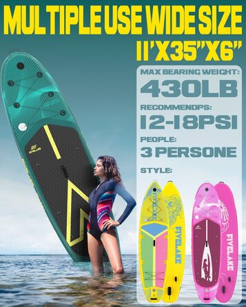 Надувний SUP-борд FIVELAKE для дорослих, 335 см: комплект з аксесуарами (весло, насос, рюкзак, лінія, водонепроникний мішок)