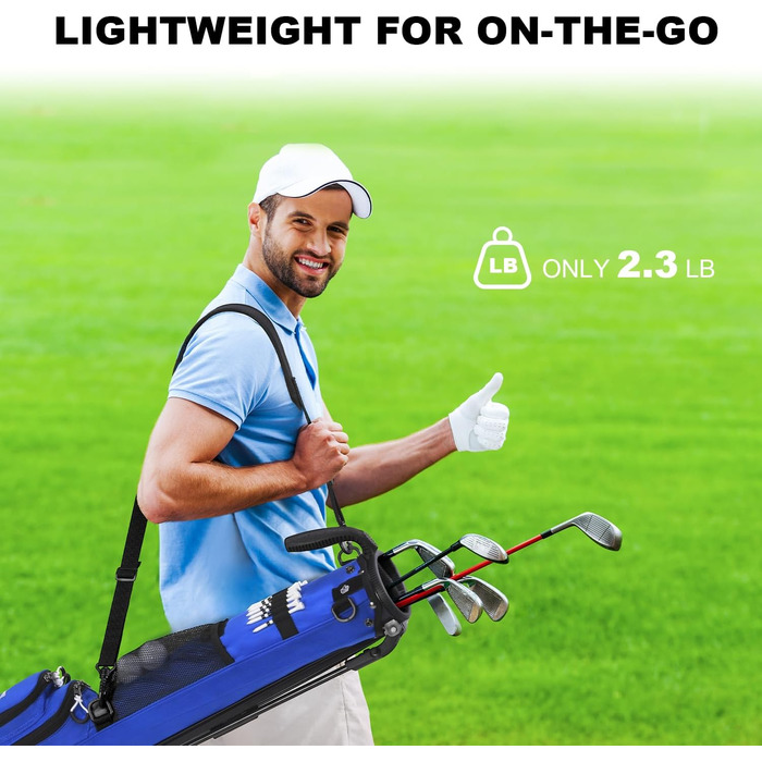 Гольф-сумка MAZEL з роздільником на 2 способи, 2 кишені, регульовані плечові ремені, високоякісний 900D нейлон, легкий матеріал, сумка-олівець для гольфу для чоловіків та жінок (блакитна)