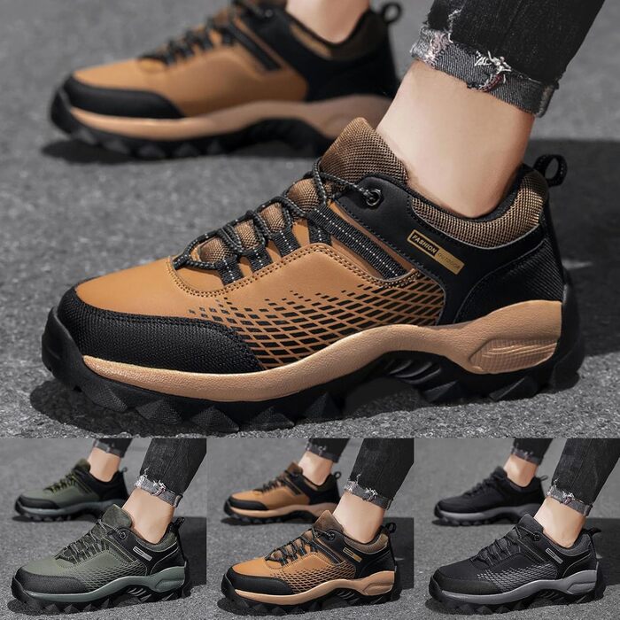 Черевики для трекінгу та хайкінгу чоловічі, водонепроникні, легкі, зручні, антиколізійні, для туризму та трейлраннінгу (39 EU, чорний)