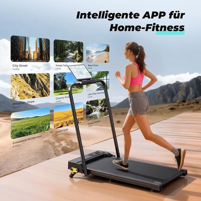 Складана бігова доріжка для дому та офісу Enboy, швидкість 12-14 км/год, ручне регулювання нахилу, LED-дисплей, максимальна вага 150 кг