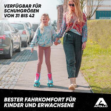 Дитячі та дорослі ролики Apollo Disco Roller - регульовані Quad-ролики, розміри 31-42, Lagoon