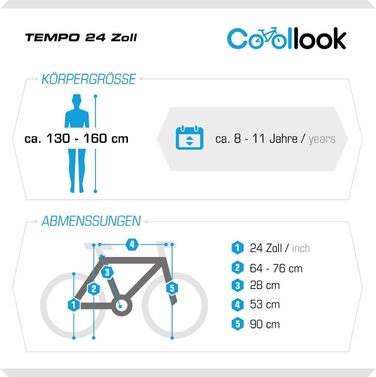 Дитячий гірський велосипед Probike Tempo 24 дюйми, 18 швидкостей, для хлопчиків та дівчат, зростання 130-155 см, білий, Multibrand Distribution