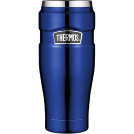 Термокружка THERMOS Stainless King, 470 мл, синя, із нержавіючої сталі, термочашка для кави, ізольована, герметична, зберігає тепло 7 годин, холод 18 годин, BPA-Free, підходить для посудомийки