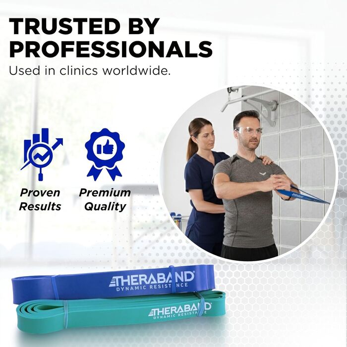 TheraBand Резинки еластичні для фітнесу високої інтенсивності, набір 2 шт. (Medium 11.3-15.9 кг) - реабілітація, розтяжка, тренування всього тіла