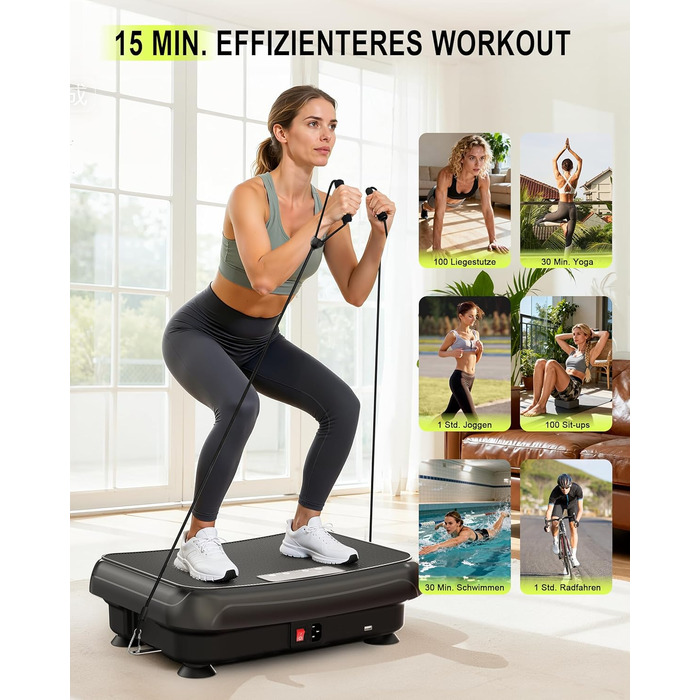 Віброплатформа HomeFitnessCode Mini для жінок - тренажер з різними рівнями інтенсивності, вібротренажер для дому, схуднення, нарощування м'язів, тренування всього тіла, чорний