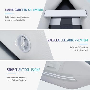 CO-Z Надувний човен для 2/4 осіб 230x130x33/300x150x42 см, спортивний човен з 2 веслами та насосом, сірий, для риболовлі, із сидінням та алюмінієвим дном