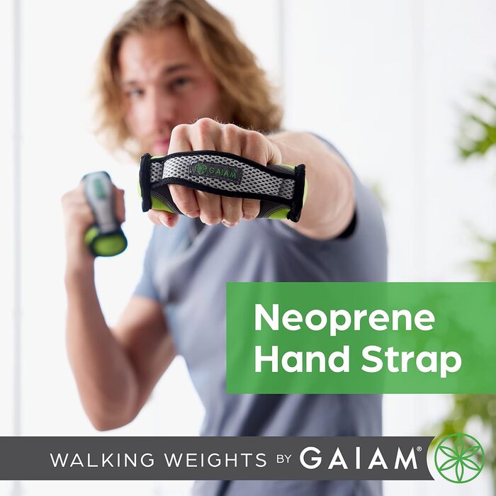 М'яка гантеля Gaiam з ремінцем для жінок і чоловіків, 1 шт, лаймова, для фітнесу та ходьби