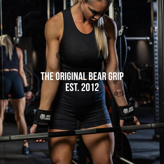Грип-затискачі BEAR GRIP для підйому ваги з протиковзаючими гумовими ручками, чорні