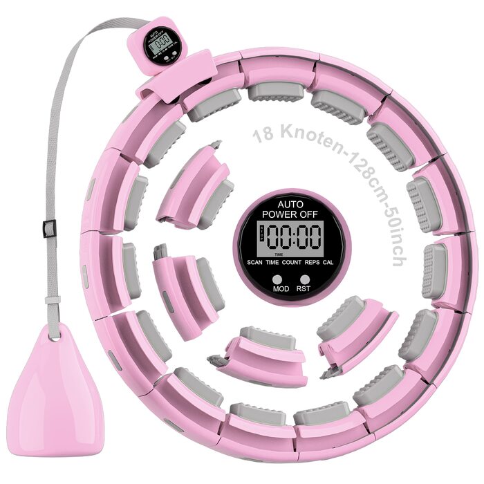 Розусний обруч для схуднення Smart Hoop (Рожевий) з лічильником, масажними елементами для дорослих та початківців