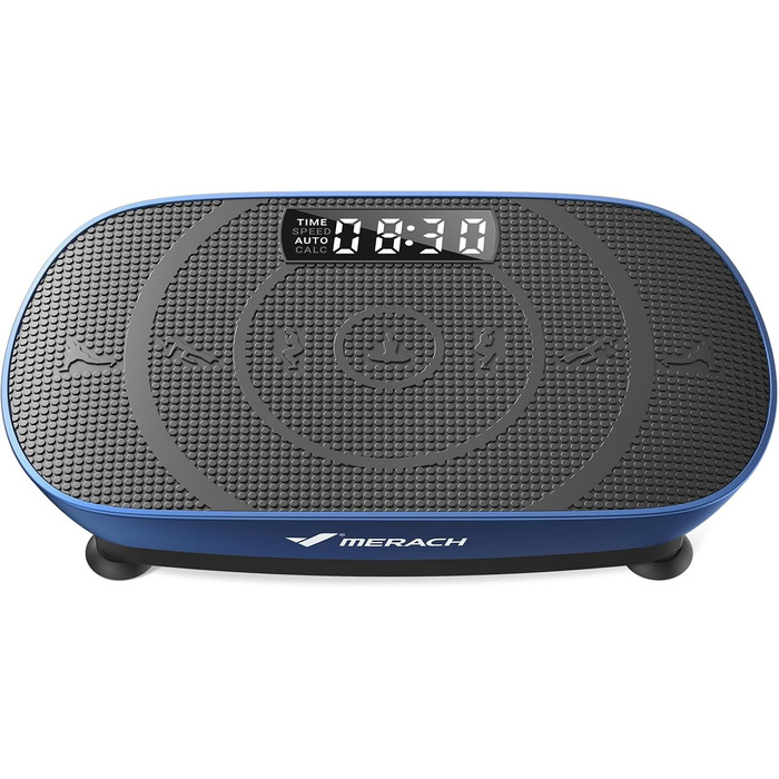Вібраційна платформа MERACH для формування тіла та розслаблення, тиха та компактна, з LED-дисплеєм, зручним силіконовим покриттям та пультом дистанційного керування (блакитна)