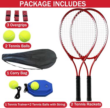 Набір для великого тенісу для дорослих: ракетки, м'ячі та аксесуари (червоний)