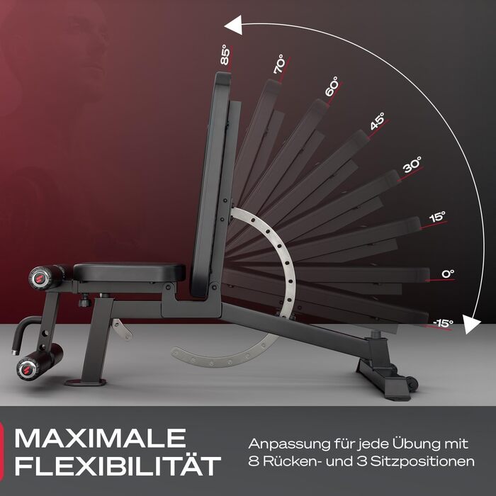 Sportstech Hantelbank BRT700: Багатофункціональна лава для дому, 21 в 1, чорна