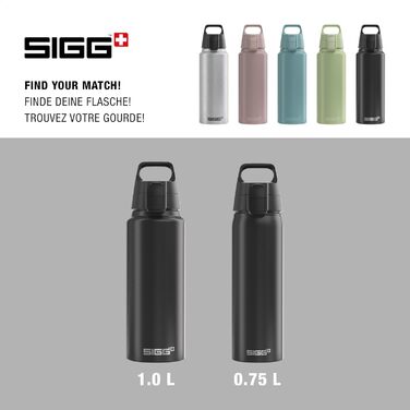 SIGG Алюмінієва пляшка для води WMB One, Швейцарія, для газованих напоїв, герметична, легка, без BPA, 1 л та 0,75 л, для спорту і туризму