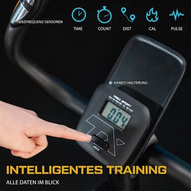 Hometrainer TREX SPORT TX-400MB RECK: фітнес-велосипед з регульованим магнітним опором та LCD-монітором, білий