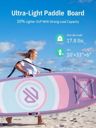 Надувний SUP дошка Niphean для дорослих, 305 см, з фіном StabilTrac, для йоги та балансування, фіолетовий