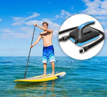 Електрична повітряна помпа для SUP-дошок та човнів AGT, 500 л/хв, з 6 насадками, для надувних човнів та SUP