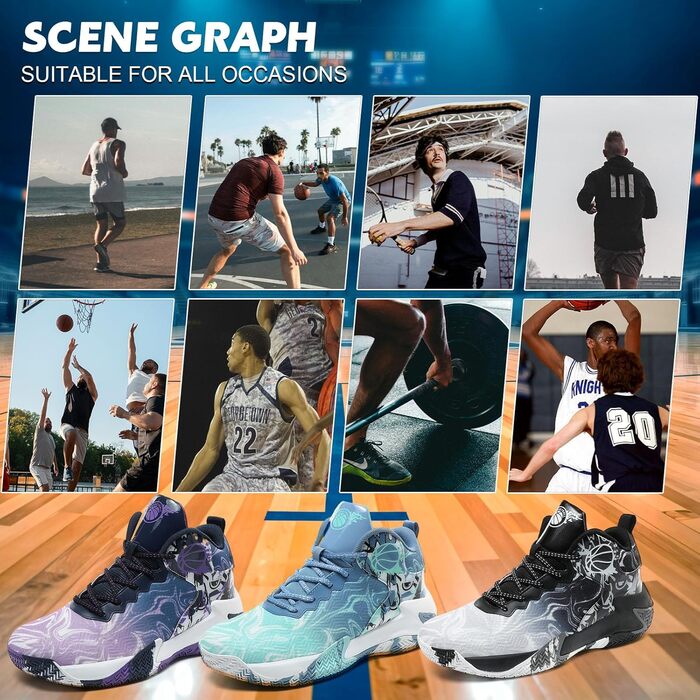 Чоловічі баскетбольні кросівки високі для занять спортом та прогулянок, чорні