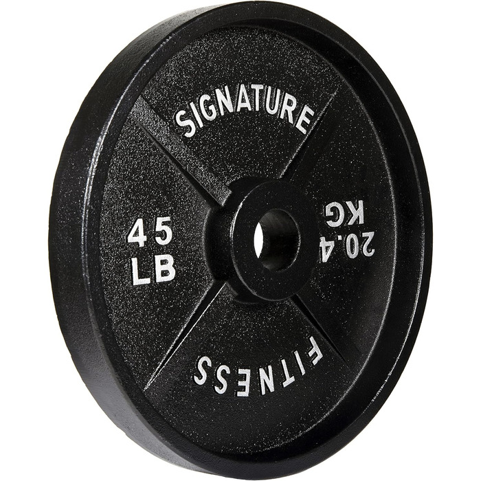 Олімпійський диск Signature Fitness, чавунний, 20,4 кг, 51 мм, з електронним покриттям
