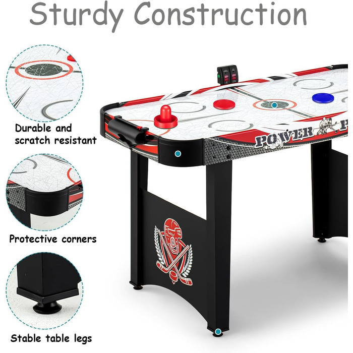 Набір для гри в аерохокей з цифровою системою підрахунку очок, 4 фути, для дорослих (2 шайби, 2 ручки)