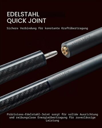 Більярдний кий для розбиву KONLLEN Heavy Hitter, карбоновий Break-Queue з наконечником 12,9 мм, чорний, Uniloc