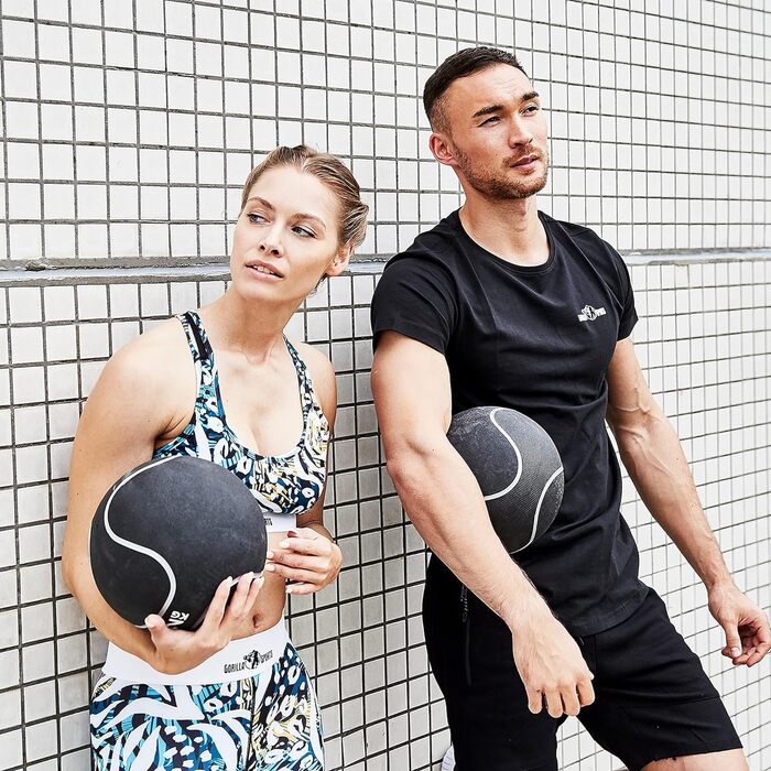 Медичний м'яч GORILLA SPORTS з гуми, 1-10 кг, Ø23/29 см, антиковзкий, для фітнесу та тренувань