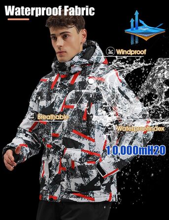 Костюм чоловічий гірськолижний HOTIAN, комплект куртка та штани, теплий зимовий костюм для сноубордингу, катання на лижах, походів, альпінізму, XL, червоно-біло-чорний