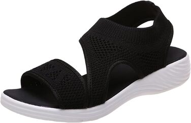 Ортопедичні сандалі для жінок літні зручні, пранні, на застібці-лямці. Ортопедичні шльопанці для спорту з м'якою устілкою. Зовнішні трекінгові сандалі, повсякденні, в'язані, сітчасті, на платформі. Розміри 37-43 (B01 Чорний, 40 EU)