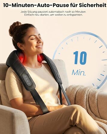 Бездротовий масажер для шиї та плечей Comfier Shiatsu 3D з підігрівом та вібрацією, акумуляторна масажна подушка для спини